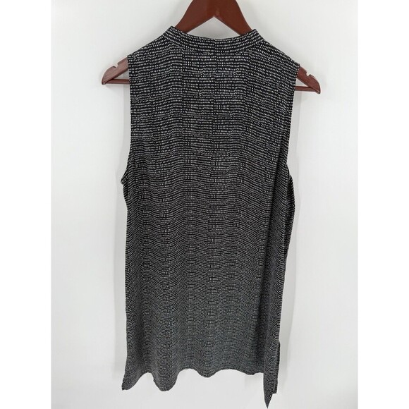 Eileen Fisher Black Polka Dot Silk Sleeveless Button Front Dress Size Large EUC - Picture 5 of 10